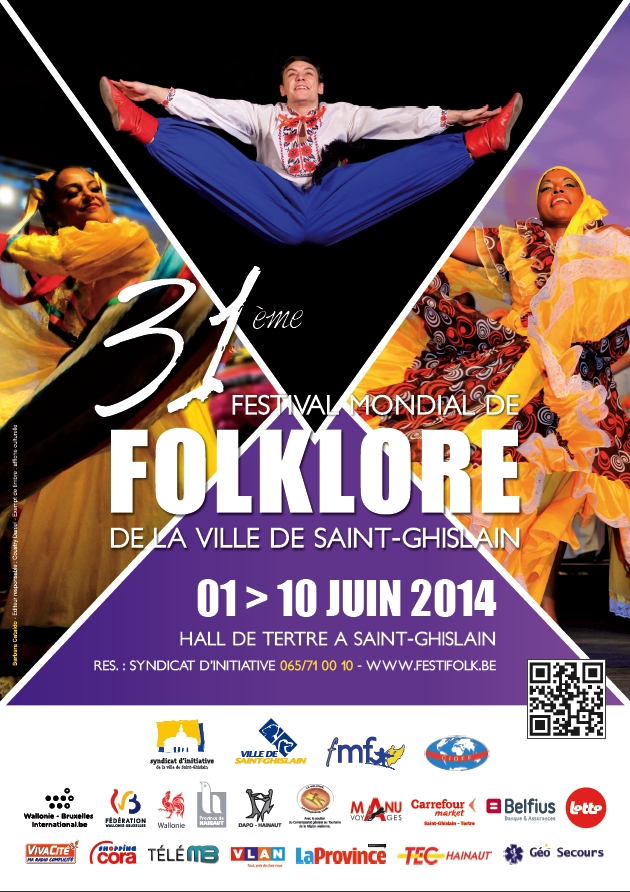 Affiche. 31 Festival Mondial de Folklore de la Ville de Saint-Ghislain. 2014-06-01